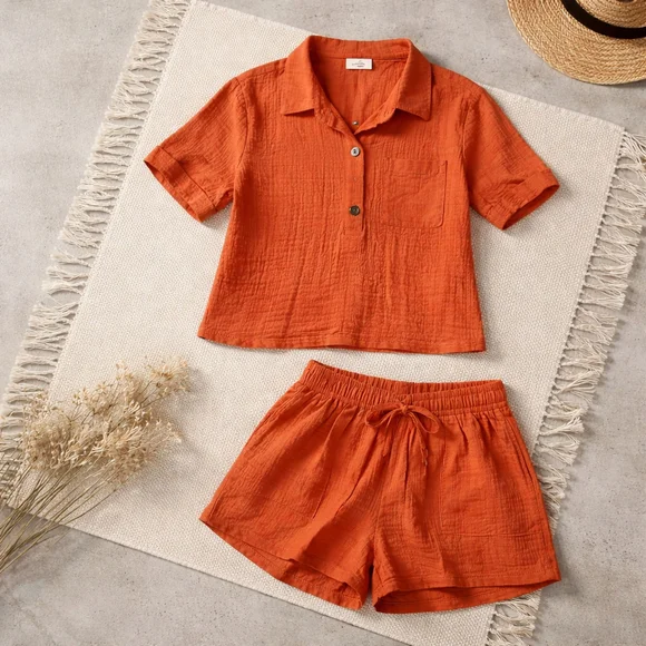 Anniewear NWT Size Small Orange Short Set - Picture 1 of 9